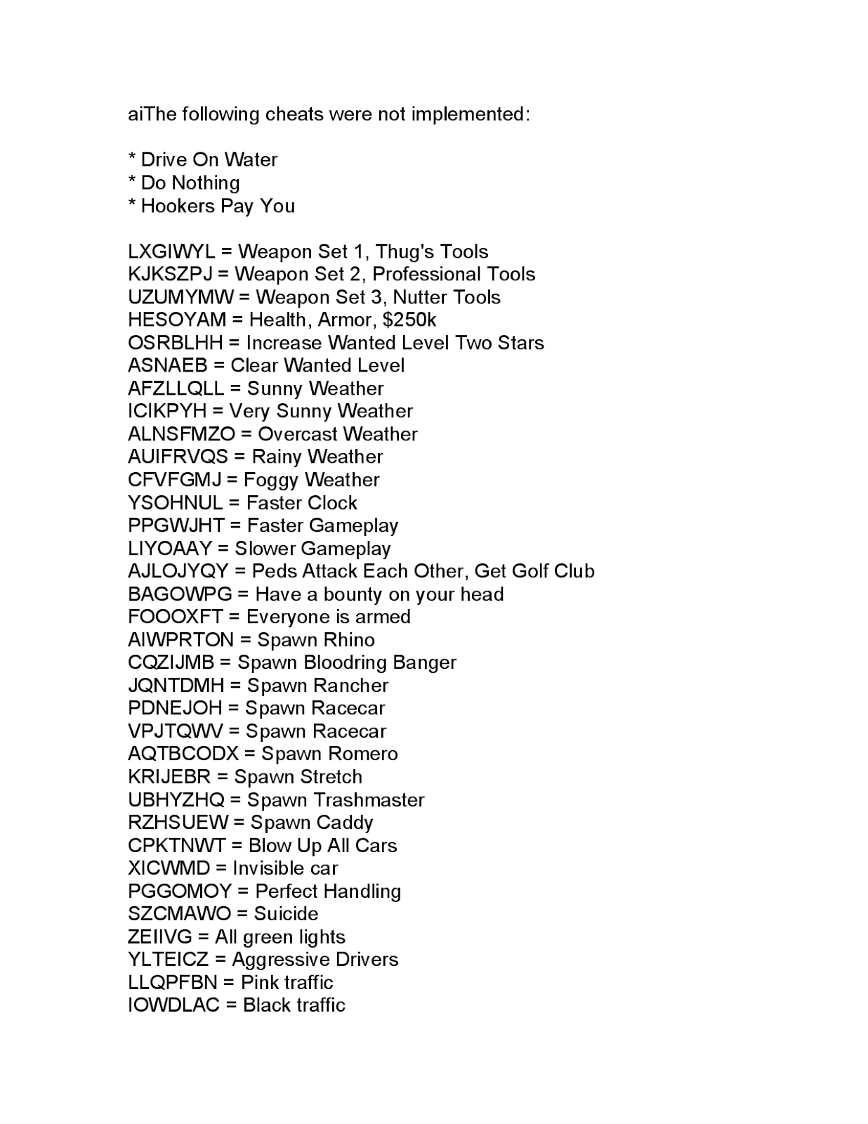 grand theft auto san andreas cheats codes mac